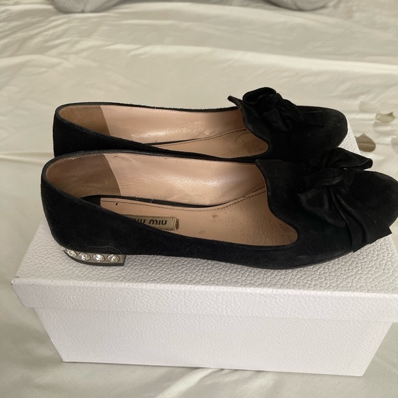 Authentic MIU MIU - Crystal Heel Velvet Loafer - 38 black - Picture 4 of 6